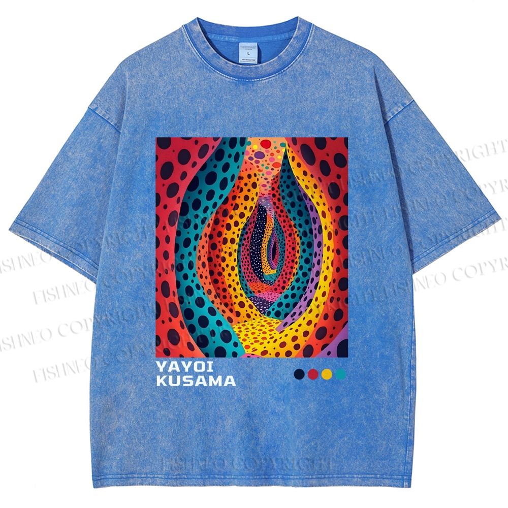 Unisex Yayoi Kusama Polka Dot Printed Washed Tee