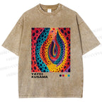 Unisex Yayoi Kusama Polka Dot Printed Washed Tee
