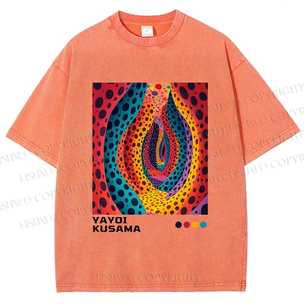 Unisex Yayoi Kusama Polka Dot Printed Washed Tee