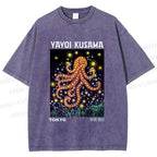 Unisex Yayoi Kusama Octopus Printed Washed Tee