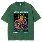 Unisex Yayoi Kusama Octopus Printed Washed Tee