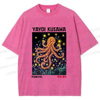 Unisex Yayoi Kusama Octopus Printed Washed Tee