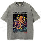 Unisex Yayoi Kusama Octopus Printed Washed Tee