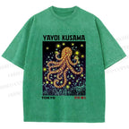 Unisex Yayoi Kusama Octopus Printed Washed Tee