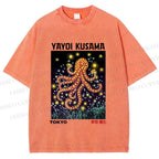 Unisex Yayoi Kusama Octopus Printed Washed Tee