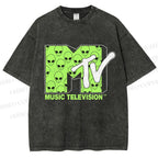 Unisex Alien Music TV Printed Washed Tee