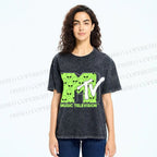 Unisex Alien Music TV Printed Washed Tee