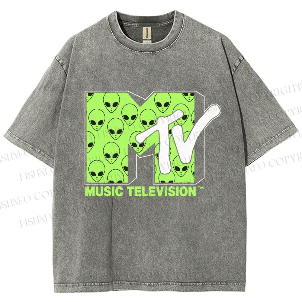 Unisex Alien Music TV Printed Washed Tee