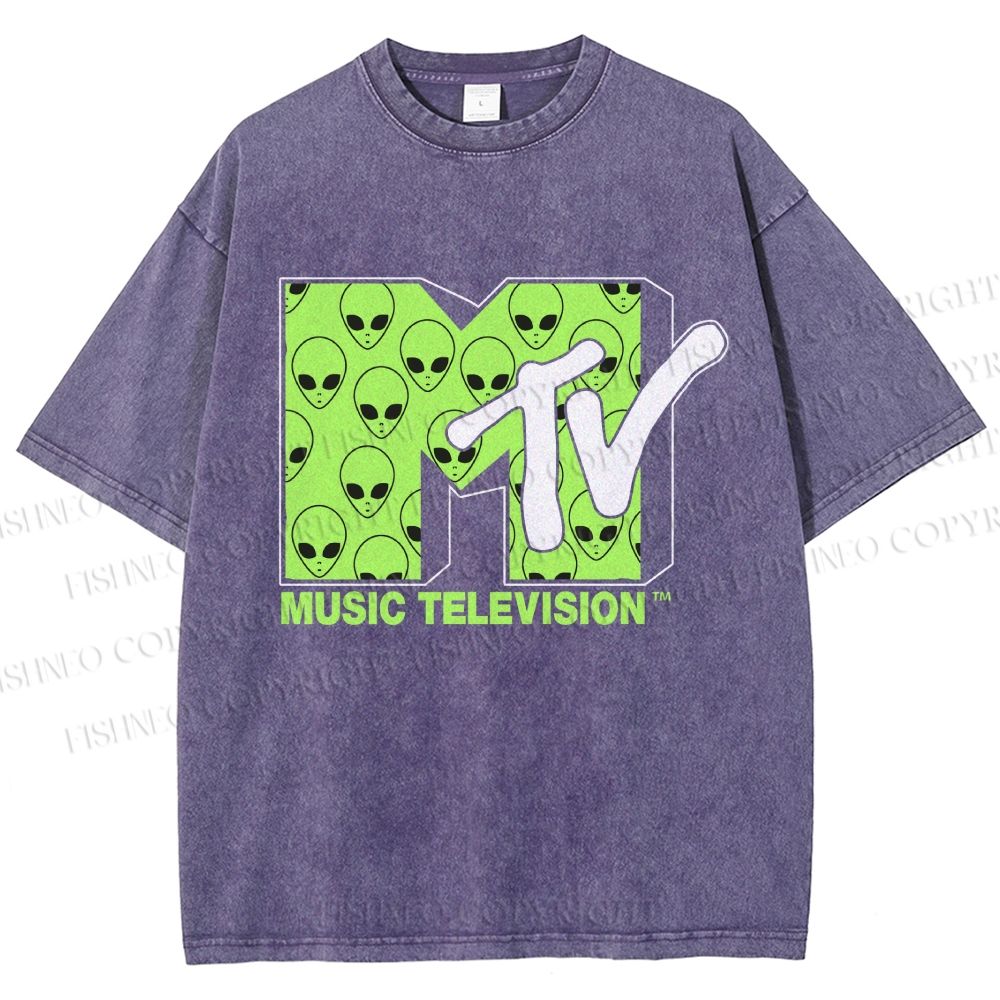 Unisex Alien Music TV Printed Washed Tee