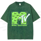 Unisex Alien Music TV Printed Washed Tee