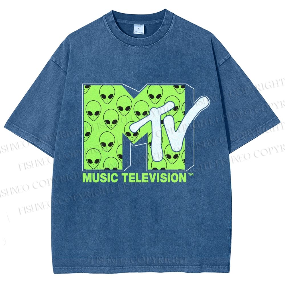 Unisex Alien Music TV Printed Washed Tee