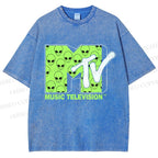 Unisex Alien Music TV Printed Washed Tee