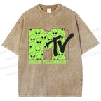 Unisex Alien Music TV Printed Washed Tee