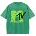 Unisex Alien Music TV Printed Washed Tee