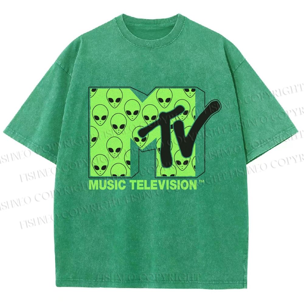 Unisex Alien Music TV Printed Washed Tee