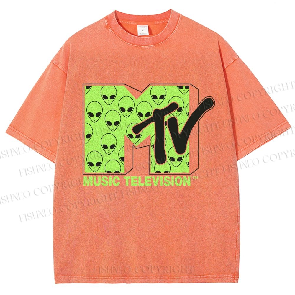 Unisex Alien Music TV Printed Washed Tee