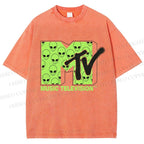 Unisex Alien Music TV Printed Washed Tee