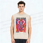 Unisex Yayoi Kusama Elaphant Printed Washed Tank Top