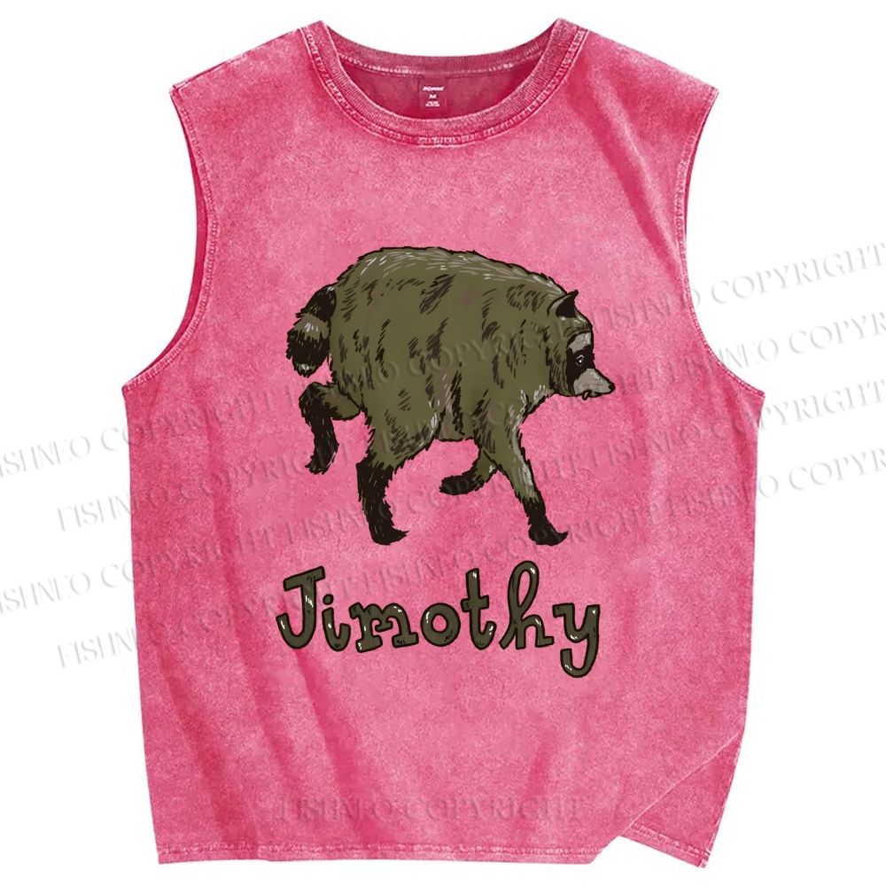 Unisex Jimothy the Raccoon Printed Washed Tank Top