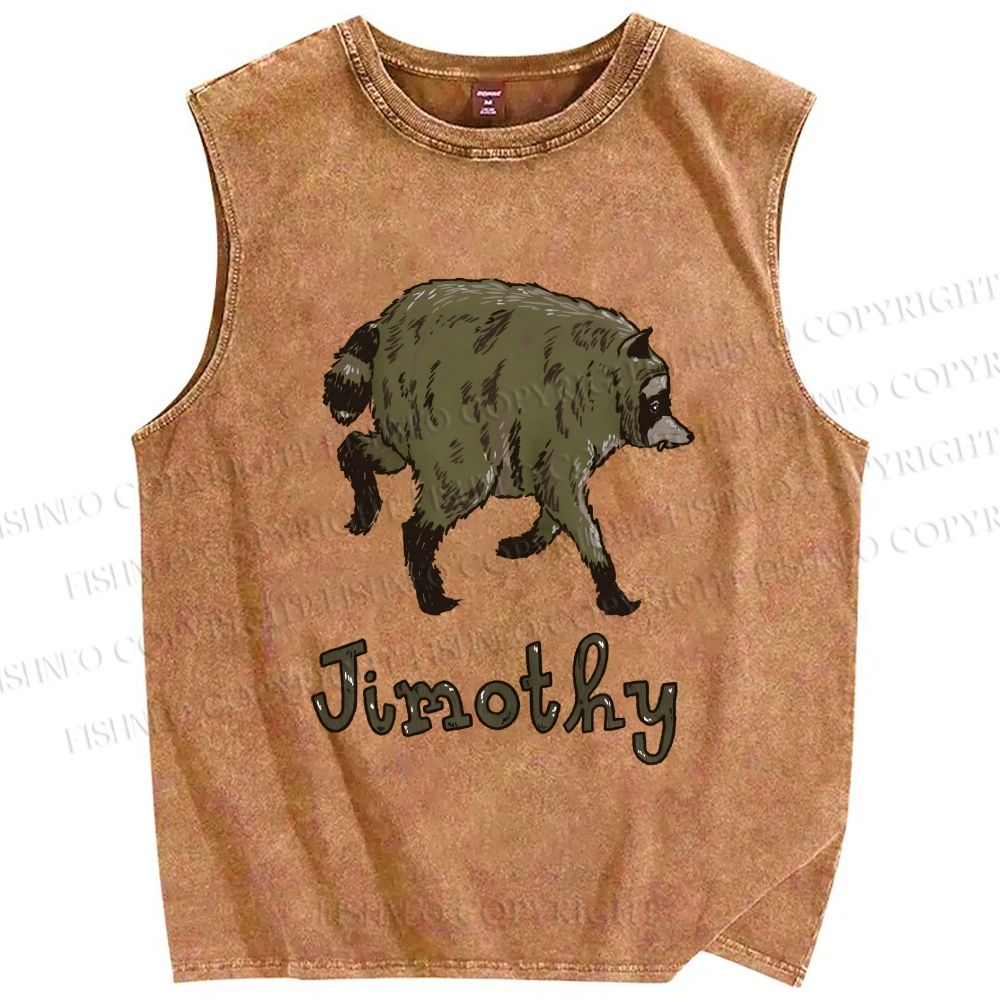 Unisex Jimothy the Raccoon Printed Washed Tank Top