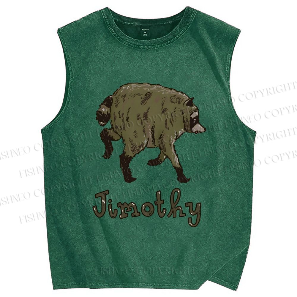 Unisex Jimothy the Raccoon Printed Washed Tank Top