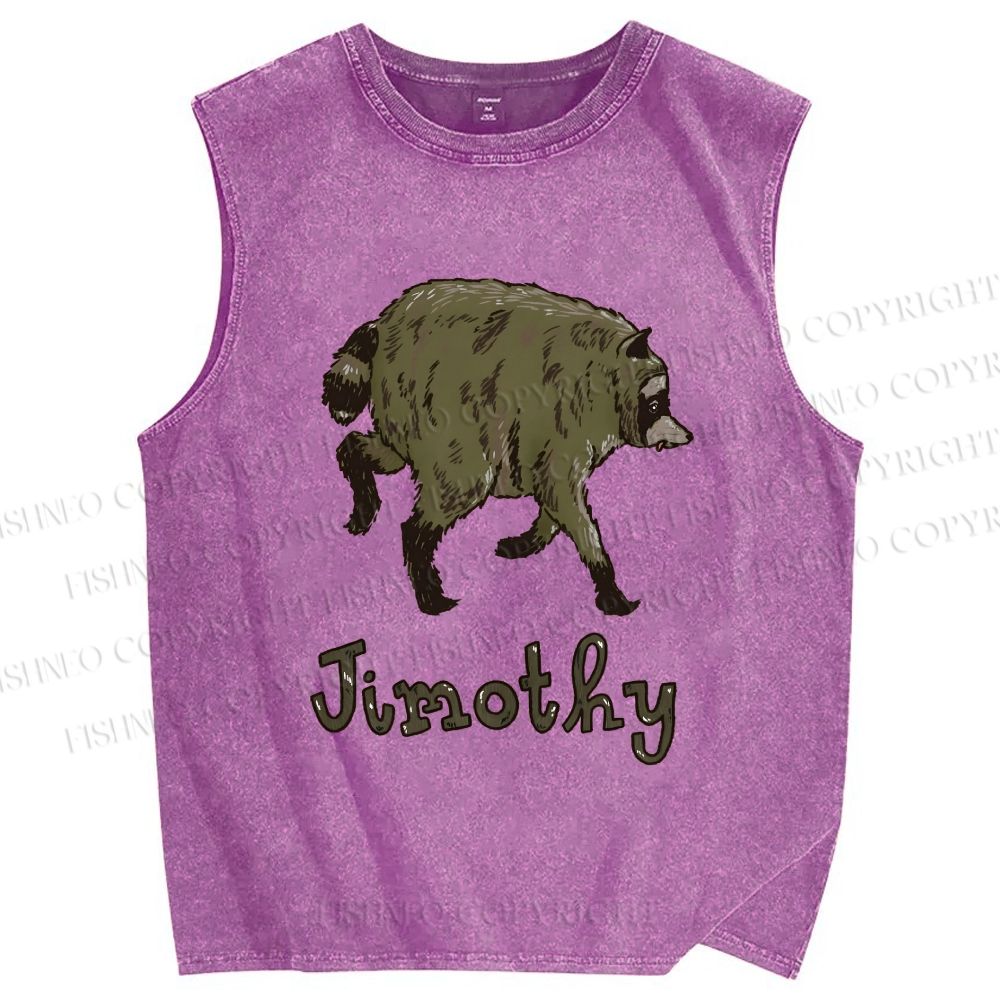 Unisex Jimothy the Raccoon Printed Washed Tank Top