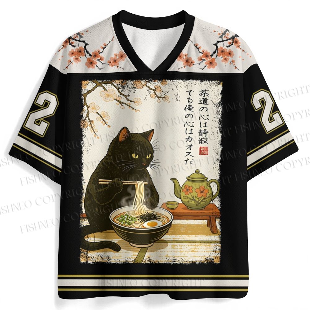Ramen Cat Printed Jersey Shirts