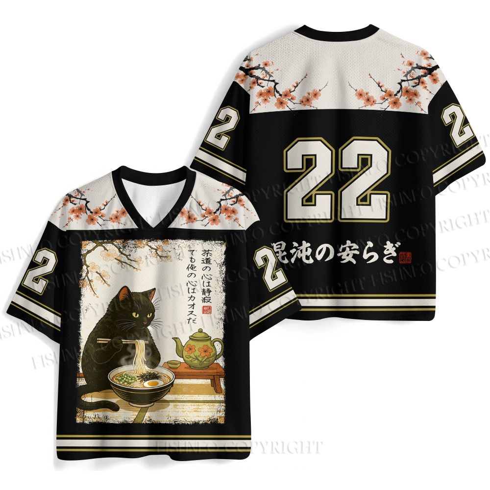 Ramen Cat Printed Jersey Shirts
