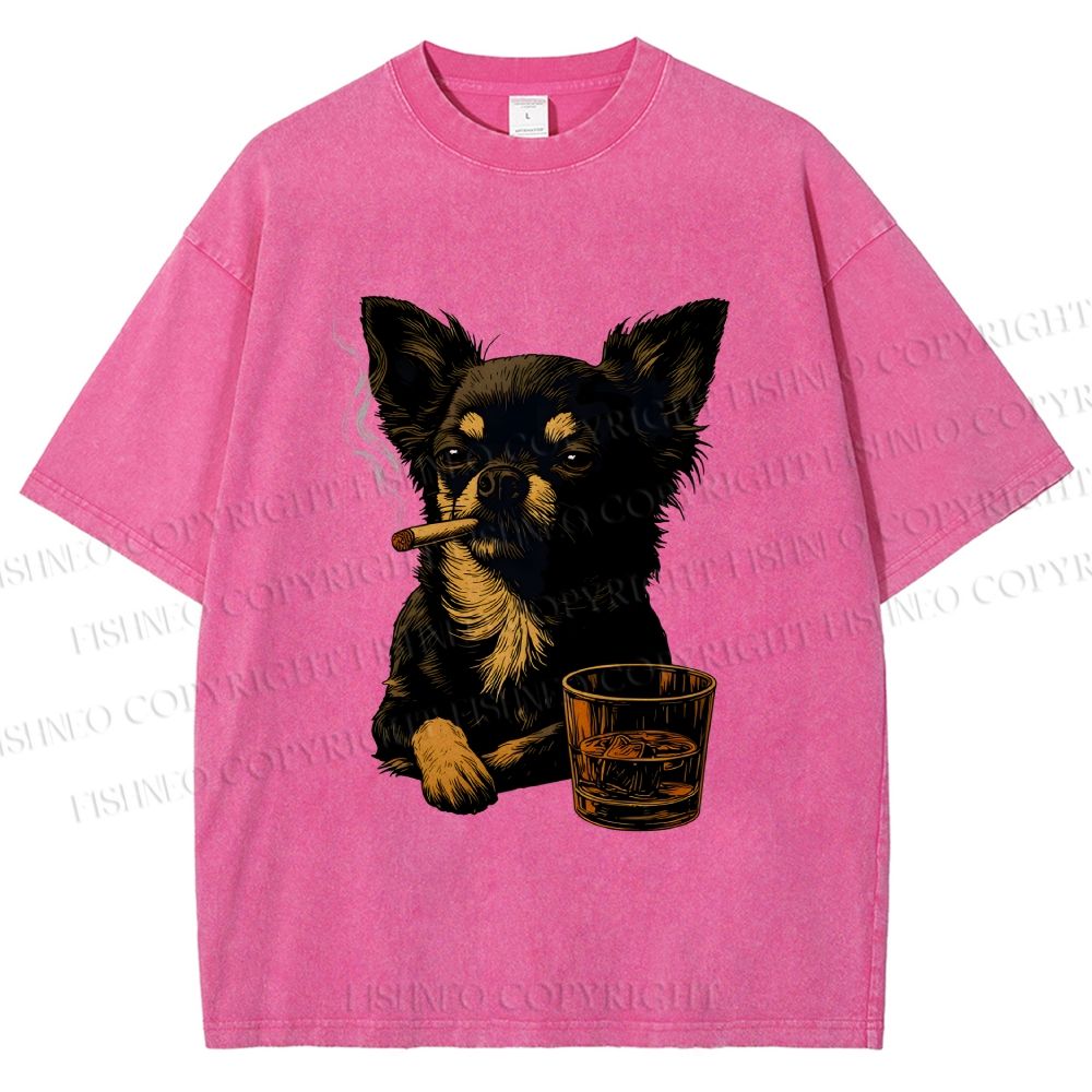 Smoking Chihuahua Vintage Washed T-shirt