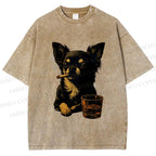 Smoking Chihuahua Vintage Washed T-shirt