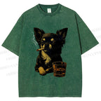 Smoking Chihuahua Vintage Washed T-shirt