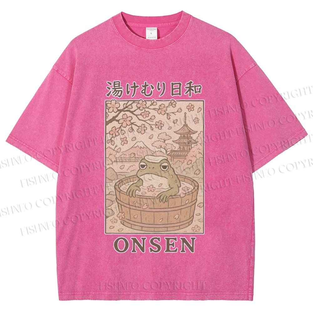 Onsen Frog Japanese Washed T-Shirt