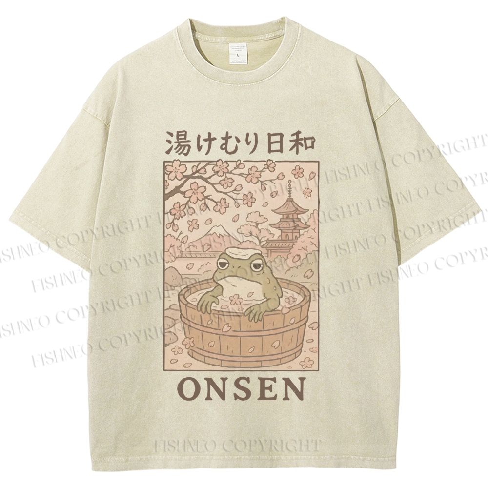 Onsen Frog Japanese Washed T-Shirt