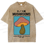 Japanese Polka Dot Art Mushrooms Vintage Washed T-shirt