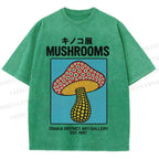Japanese Polka Dot Art Mushrooms Vintage Washed T-shirt
