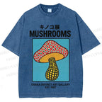 Japanese Polka Dot Art Mushrooms Vintage Washed T-shirt