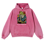 Frog Ramen Vintage Washed Thick Cotton Hoodie