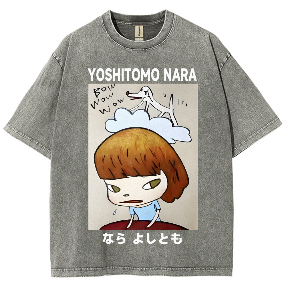 Yoshitomo Nara Vintage Wash Japanese Design T-Shirt