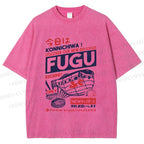 Unisex Fugu Poster Printed Washed Tee