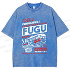 Unisex Fugu Poster Printed Washed Tee
