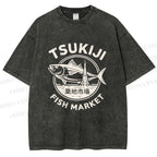 Unisex Tsukiji Fish Market Printed Washed Tee