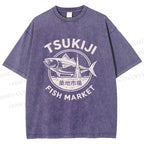 Unisex Tsukiji Fish Market Printed Washed Tee