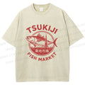 Unisex Tsukiji Fish Market Printed Washed Tee
