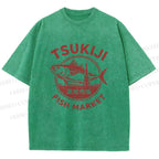 Unisex Tsukiji Fish Market Printed Washed Tee