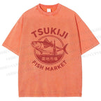 Unisex Tsukiji Fish Market Printed Washed Tee