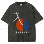 Unisex Bauhaus Bicycle Printed Washed Tee