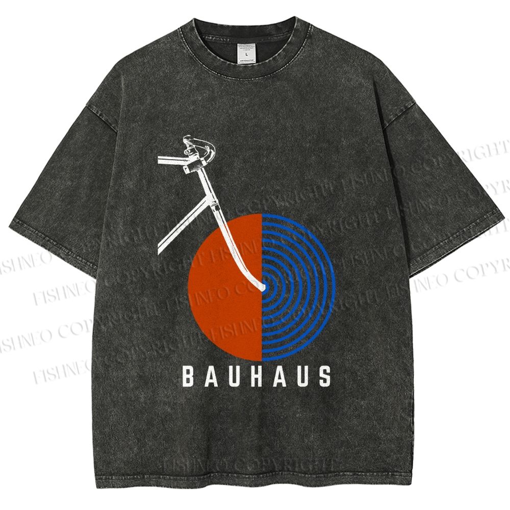 Unisex Bauhaus Bicycle Printed Washed Tee