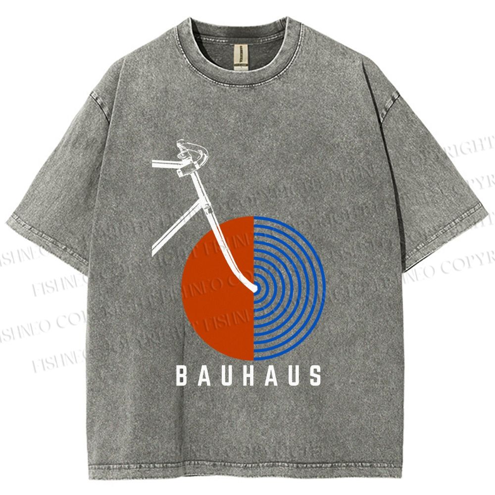 Unisex Bauhaus Bicycle Printed Washed Tee