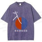 Unisex Bauhaus Bicycle Printed Washed Tee