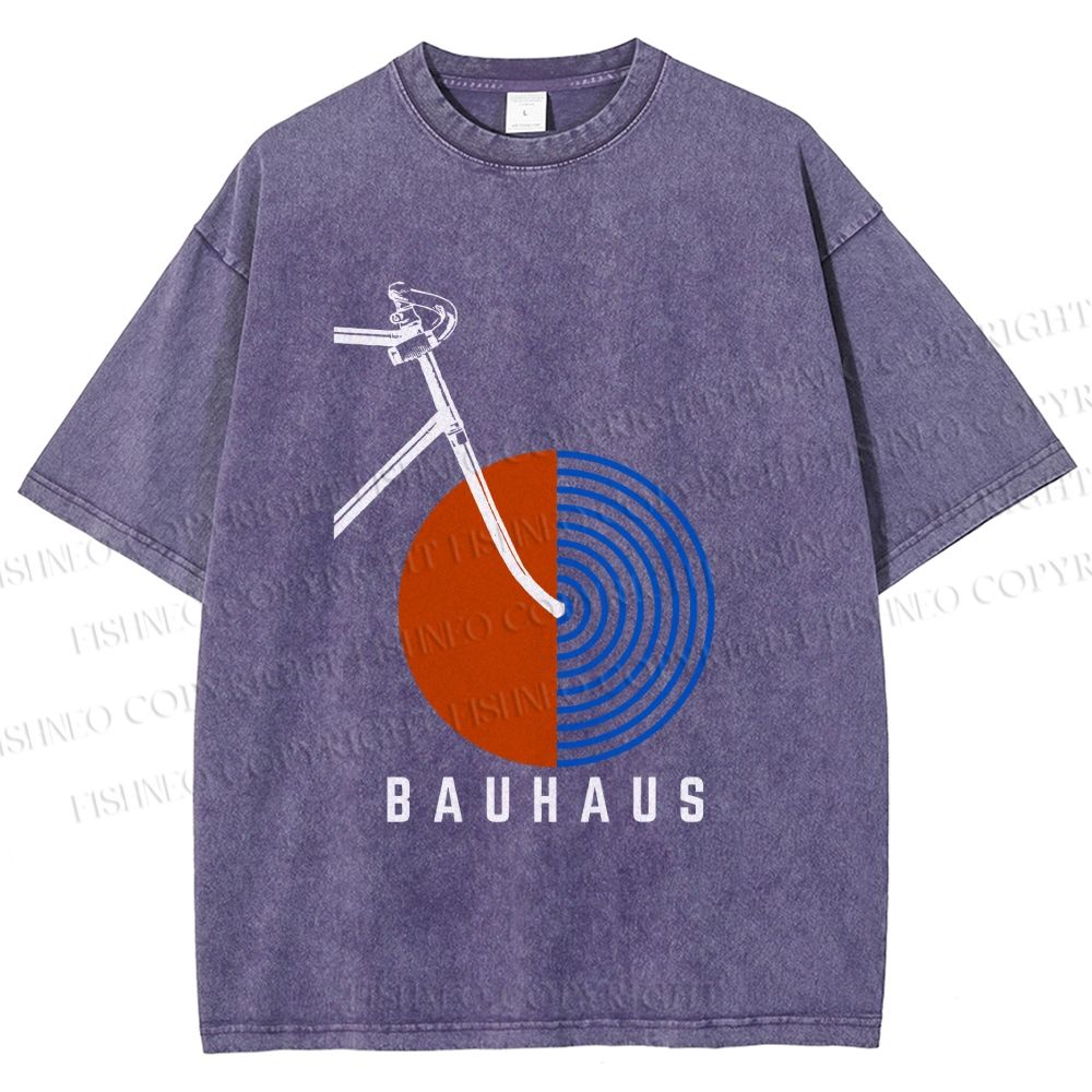 Unisex Bauhaus Bicycle Printed Washed Tee